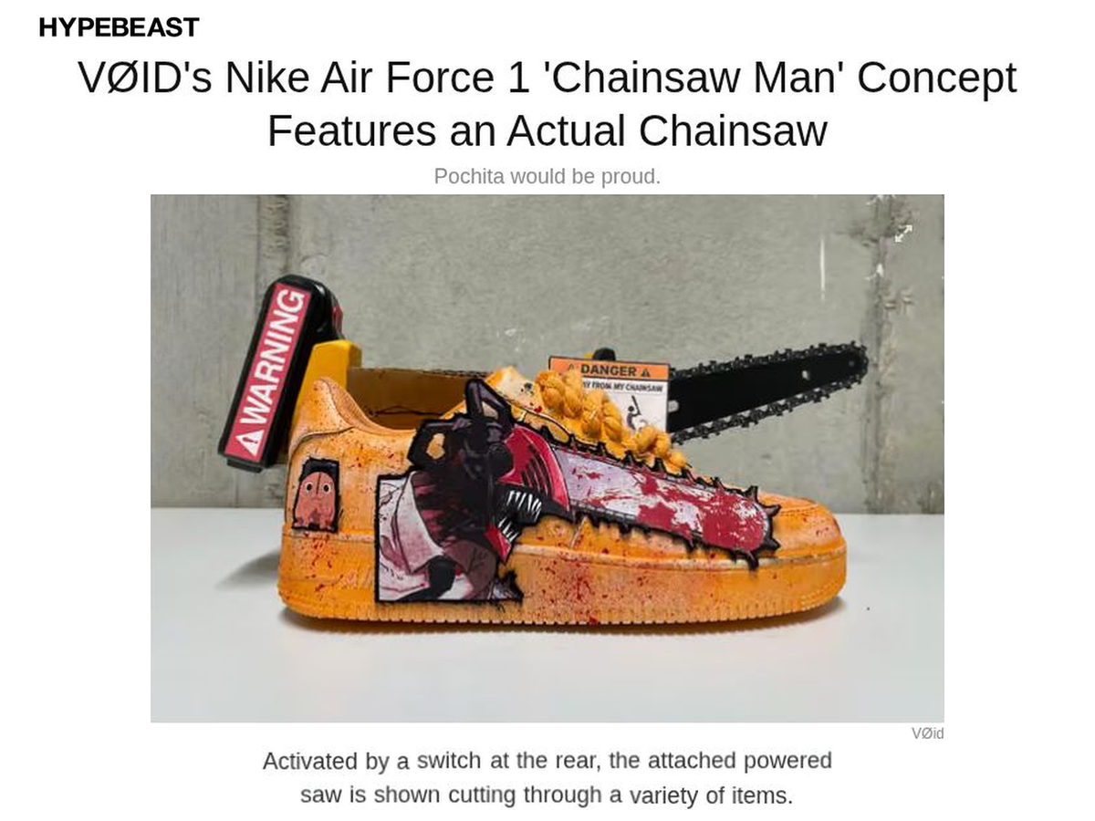 Hypebeast Chainsaw Man article screenshot with a short original excerpt