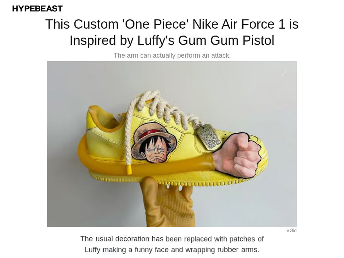 Hypebeast Luffy article screenshot with a short original excerpt